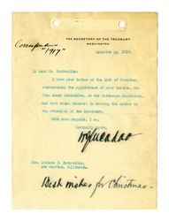 Letter from William Gibbs McAdoo to Isidore B. Dockweiler, December 26, 1917