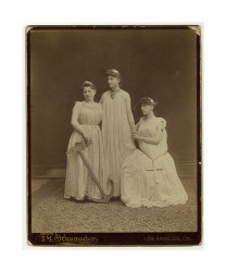 Gertrude Reeve Dockweiler as Hope with two women as Faith and Charity, circa 1885-1890