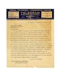 Telegram from Isidore B. Dockweiler to David I. Walsh, September 4, 1945