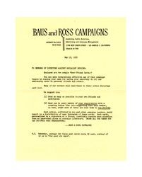 Letter from Baus & Ross Campaigns to members of Committee Against Socialist Housing, May 15, 1952