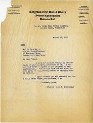 Copy of John F. Dockweiler letter to J. Paul Getty, 11 August, 1938