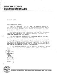 Letter re: July 12, 1989 meeting, past meeting minutes, and AIDS Response Plan
