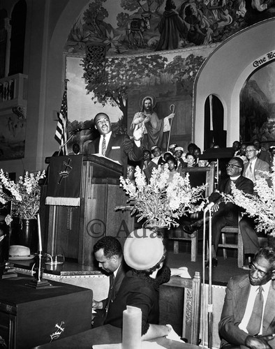 Dr. Martin Luther King Jr. speaking at Second Baptist Church, Los Angeles, 1968