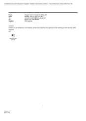 [Email from Jeff Jeffery to Duncan regarding draft agenda for the 20030731 Meeting]