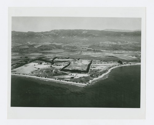 World War II Marine base and future site of UC Santa Barbara: aerial view of site and coastline