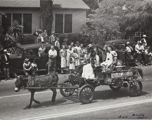 The 1947 Cherry Festival Parade, a "donkey" pulling the cart