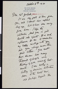 Van Wyck Brooks, letter, 1933-10-06, to Hamlin Garland