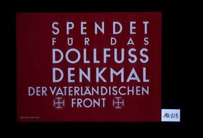 Spendet fur das Dollfuss Denkmal der Vaterlandischer Front