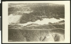 Aerial view of Stone Canyon Reservoir, ca.1930