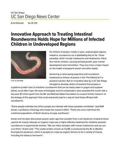 Innovative Approach to Treating Intestinal Roundworms Holds Hope for Millions of Infected Children