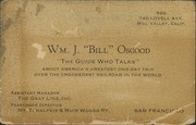 Business card for William J. "Bill" Osgood, Passenger Director for the Mt. Tamalpais & Muir Woods Railway