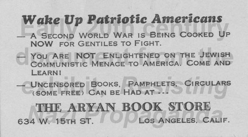 Business card, Aryan Bookstore, circa 1930s