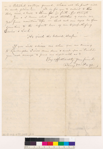 Letter to J.E. from Benjamin Page