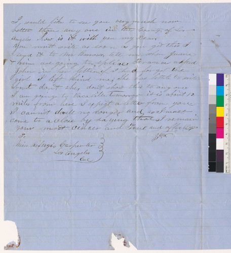 Letter from Joseph C. Wolfskill