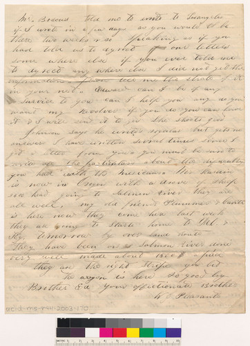 Letter to J.E. from William J. Pleasants