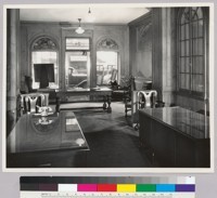 Interior of Dollar Steamship Line office in Boston