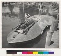 Two men on a speedboat, Lake Tahoe