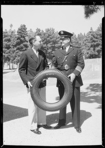 Chief Davis and pistol team and Mr. Dillon, Frank Dillon Tire Co., Southern California, 1934