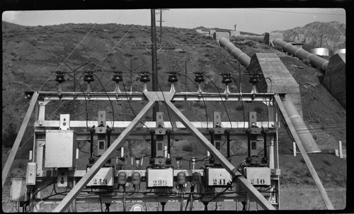 Take-away circuits on roof of Kern River No. 3 Powerhouse
