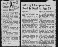 Surfing champ Sam Reid dies