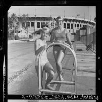 U.S. Olympic swimmers Donna deVarona and Cathy Ellis, Calif., 1964