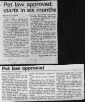 Pet law approved; starts in six months