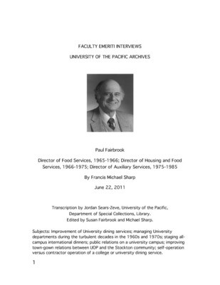 Fairbrook, Paul Oral History Interview