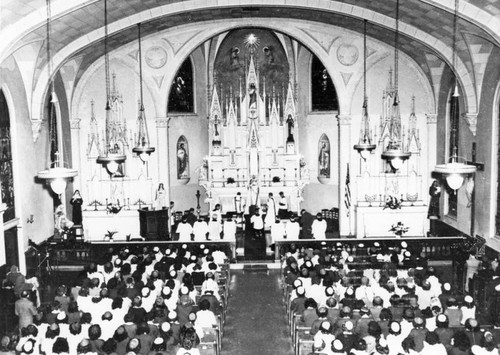 Interior of Sacred Heart Church during mass