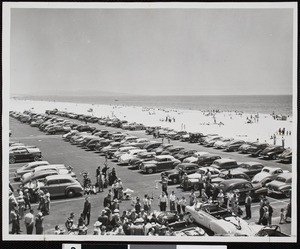 New parking lot at Venice beach, Venice, CA, 1952