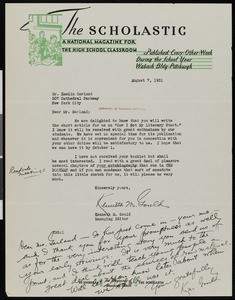 Kenneth M. Gould, letter, 1931-08-07, to Hamlin Garland