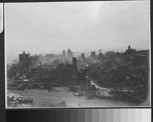 [Cityscape from Telegraph Hill looking south between Kearny and Montgomery toward Market St. Call Building in distance, center.]