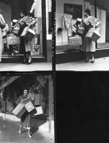 Shopper with packages, views 5-7