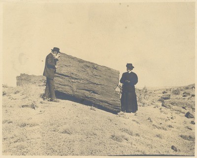 John Muir and unidentified woman at Petrified Forest, Arizona