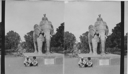 Stone elephant in the Queen’s Garden at Delhi. India