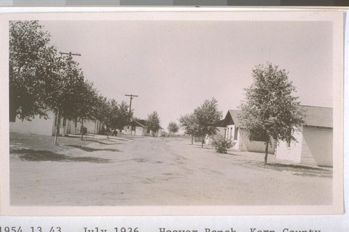 July, 1936, Hoover Ranch, Kern County. Laborers' homes made of adobe