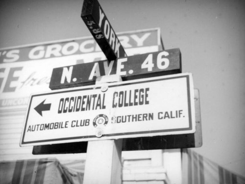Occidental College sign