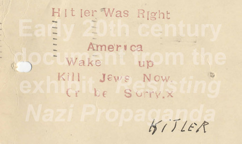 Anti-Semitic hate mail, 1947