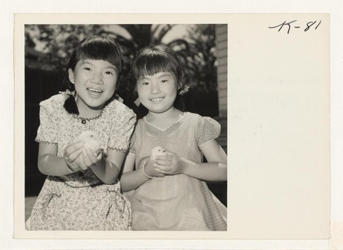 Jean, 9, and Ruth, 7, daughters of Rev. and Mrs. Yasuhara Osuga of 566 North Fifth Street, San Jose, California