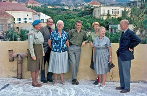 Meeting friends in Fuglereden, Lebanon. From left Johanne Holst (Martha Holst' søster) Hans Ste