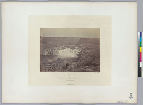 Shoshone Falls. [View upstream 2, with figure at center]