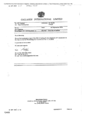 Gallaher International Limited[Memo from Terri Skelton to Shaffe Joseph regarding the bill of lading for the shipment]