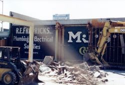 Demolition of the R. S. Basso building on North Main Street, about 1980