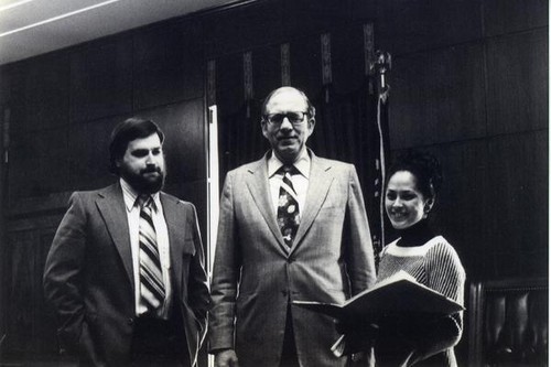 Patricia Whiting and Governor Bob Straub after passing a bill