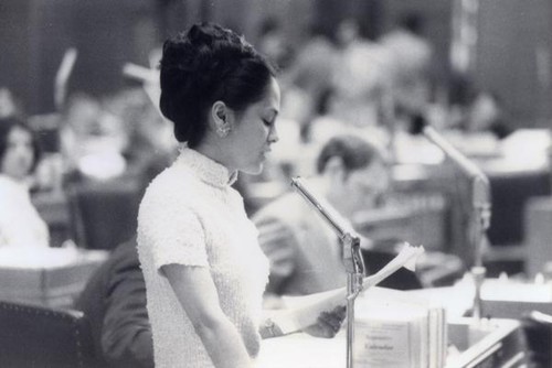 Patricia Whiting presenting a bill