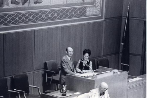 Patricia Whiting with Philip Lang, Speaker of the House