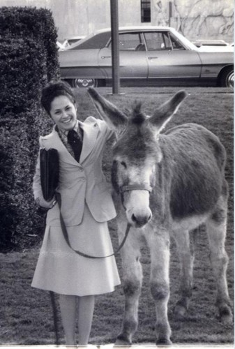 Patricia Whiting and a donkey