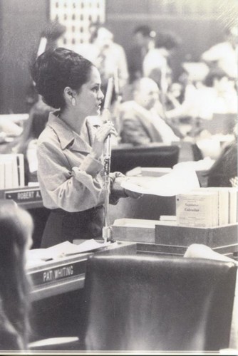 Patricia Whiting addressing the House of Representatives
