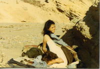 Patricia Whiting camping in the desert