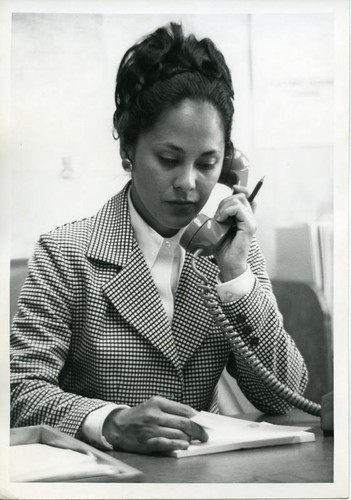 Patricia Whiting on the telephone