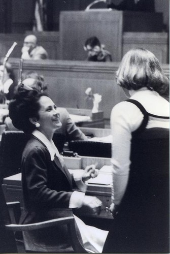 Patricia Whiting and a page in the House of Representatives chamber